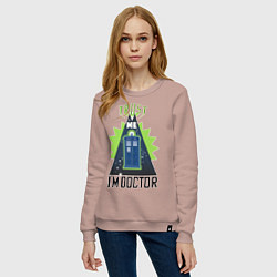 Свитшот хлопковый женский Trust me, i'm doctor who, цвет: пыльно-розовый — фото 2