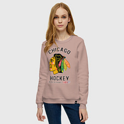 Свитшот хлопковый женский CHICAGO BLACKHAWKS NHL, цвет: пыльно-розовый — фото 2