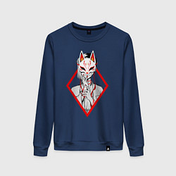 Свитшот хлопковый женский Женщина в маске, цвет: тёмно-синий