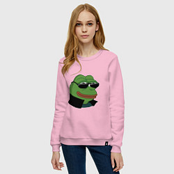 Свитшот хлопковый женский Pepe в очках EZ, цвет: светло-розовый — фото 2