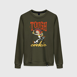 Свитшот хлопковый женский Tough cookie, цвет: хаки