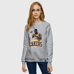 Свитшот хлопковый женский LeBron - Lakers, цвет: меланж — фото 2