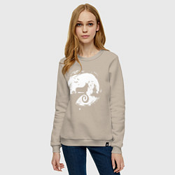 Свитшот хлопковый женский Полнолуние Корги, цвет: миндальный — фото 2