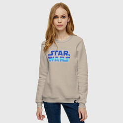 Свитшот хлопковый женский Лого Звездные войны, цвет: миндальный — фото 2