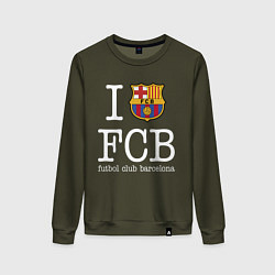 Свитшот хлопковый женский Barcelona FC, цвет: хаки