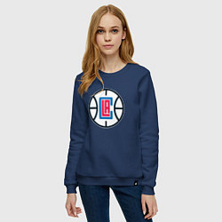 Свитшот хлопковый женский Los Angeles Clippers, цвет: тёмно-синий — фото 2