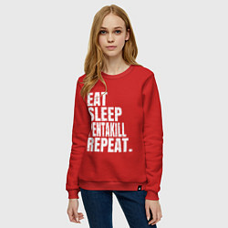 Свитшот хлопковый женский EAT SLEEP PENTAKILL REPEAT, цвет: красный — фото 2