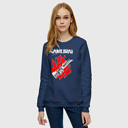 Свитшот хлопковый женский CYBERPUNK 2077 SAMURAI, цвет: тёмно-синий — фото 2