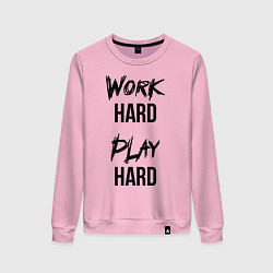 Свитшот хлопковый женский Work hard Play hard, цвет: светло-розовый