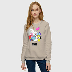 Свитшот хлопковый женский BT21, цвет: миндальный — фото 2