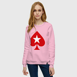 Свитшот хлопковый женский Покер Пики Poker Stars, цвет: светло-розовый — фото 2
