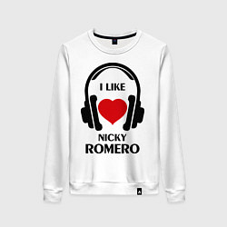 Свитшот хлопковый женский I like Nicky Romero, цвет: белый