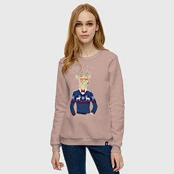 Свитшот хлопковый женский Hipster Deer, цвет: пыльно-розовый — фото 2