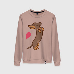 Свитшот хлопковый женский Такса, цвет: пыльно-розовый