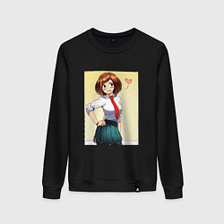 Свитшот хлопковый женский Ochako Uraraka, цвет: черный