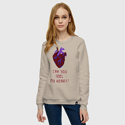 Свитшот хлопковый женский Bring Me The Horizon 2D Сердце, цвет: миндальный — фото 2
