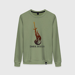 Свитшот хлопковый женский Dark Souls - Bonfire, цвет: авокадо