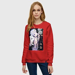 Свитшот хлопковый женский Сатору гото С кошечкой, цвет: красный — фото 2