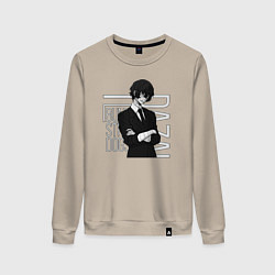 Свитшот хлопковый женский Дазай Осаму, цвет: миндальный