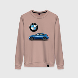 Свитшот хлопковый женский BMW X6, цвет: пыльно-розовый