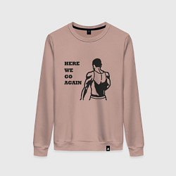 Свитшот хлопковый женский HERE WE GO AGAIN, цвет: пыльно-розовый