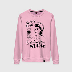 Свитшот хлопковый женский Пей с медсестрой!, цвет: светло-розовый