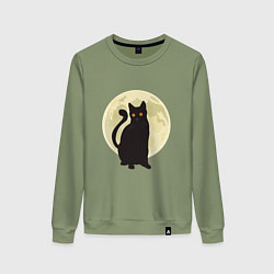 Свитшот хлопковый женский Moon Cat, цвет: авокадо