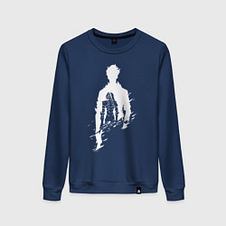 Свитшот хлопковый женский СОН ДЖИН ВУ SOLO LEVELING, цвет: тёмно-синий