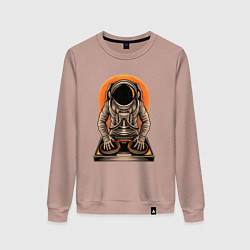 Свитшот хлопковый женский Космонавт диджей - cosmo DJ, цвет: пыльно-розовый