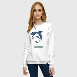 Свитшот хлопковый женский Акуленок, цвет: белый — фото 2