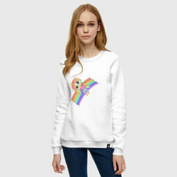 Свитшот хлопковый женский Единорожка на радуге, цвет: белый — фото 2