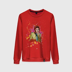 Свитшот хлопковый женский David Bowie Art, цвет: красный