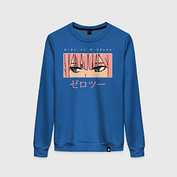 Свитшот хлопковый женский Darling in the Franxx 02 глаза, цвет: синий