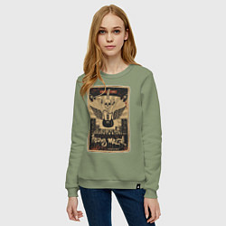 Свитшот хлопковый женский Rock festival - Heavy metal 01, цвет: авокадо — фото 2