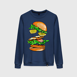 Свитшот хлопковый женский King Burger, цвет: тёмно-синий