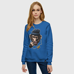 Свитшот хлопковый женский Monkey Boy, цвет: синий — фото 2