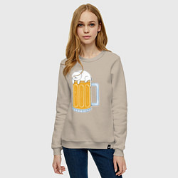 Свитшот хлопковый женский Beer Cat, цвет: миндальный — фото 2
