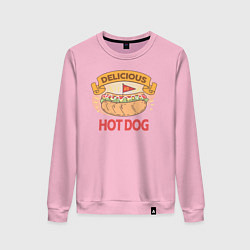 Свитшот хлопковый женский Delicious Hot Dog, цвет: светло-розовый