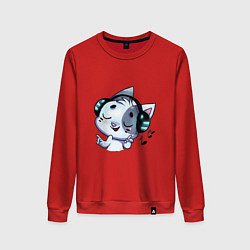 Женский свитшот Котик в наушниках