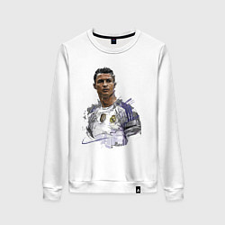 Свитшот хлопковый женский Cristiano Ronaldo Manchester United Portugal, цвет: белый