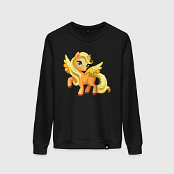 Свитшот хлопковый женский Золотой единорожка, цвет: черный