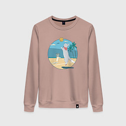 Свитшот хлопковый женский Cat Volleyball, цвет: пыльно-розовый