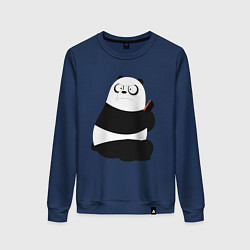 Свитшот хлопковый женский Возмущенная панда, цвет: тёмно-синий