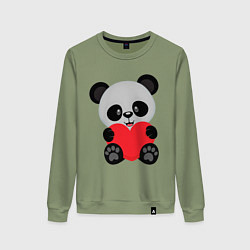 Свитшот хлопковый женский Love Панда, цвет: авокадо