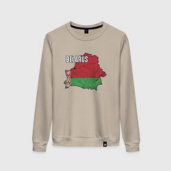Свитшот хлопковый женский Belarus Map, цвет: миндальный