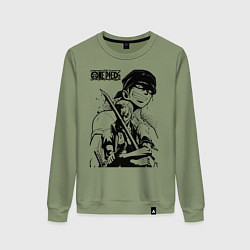 Свитшот хлопковый женский Ророноа Зоро One Piece, цвет: авокадо