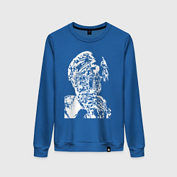Свитшот хлопковый женский Andy Warhol, self-portrait, цвет: синий