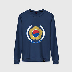 Свитшот хлопковый женский Корея Корейский герб, цвет: тёмно-синий