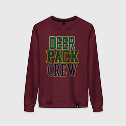 Свитшот хлопковый женский Deer Pack Crew, цвет: меланж-бордовый