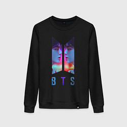 Свитшот хлопковый женский Logo BTS, цвет: черный